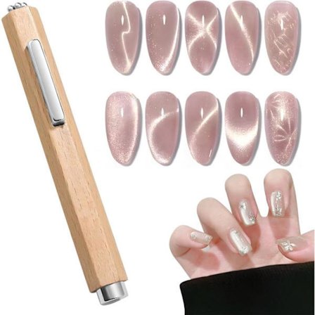 3-i-1 Neglemagnet med trehåndtak, katteøye-magnet, multifunksjonelt magnetverktøy, katteøye neglelakk magnet