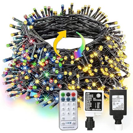 Ljusstarka 300 LED Julgransljus, 30,5 Meter, Kopplingsbara, Vattentäta Varmvitt & Flerfärgade