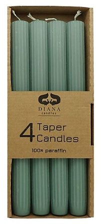 DIANA LYS Kronelys med riller antikkgrønn 24cm 4stk