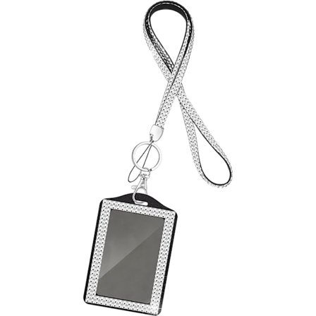 Krystallkjede med kortholder for kvinner, sølvbling