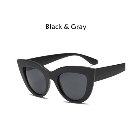 Merkevare-designede Vintage Cateye Svarte Solbriller Dame UV400 Oculos - Svart