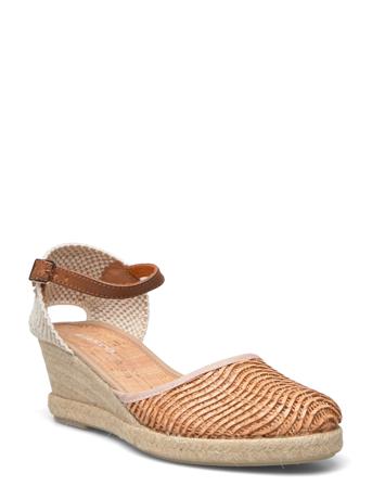 Biaanna Mix Espadrille Heel Rafia Sandal Med Hæl Espadrilles Beige Bianco*Betinget Tilbud