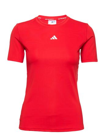 Techfit Training T-Shirt T-shirts & Tops Long-sleeved Punainen Adidas Performance