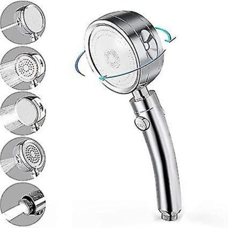 Dusjhode Hånddusj 5 Stråletyper Høytrykksknapp