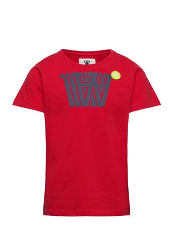 Ola Badge Logo Junior T-Shirt T-shirts Short-sleeved Rød Wood Wood*Betinget Tilbud