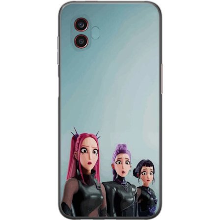 Yhteensopiva Puhelinkuori Samsung Samsung Galaxy Xcover6 Pro Kolme animoitua naista, joilla on värikäs tukka futuristisessa tyylissä ja yllättynee