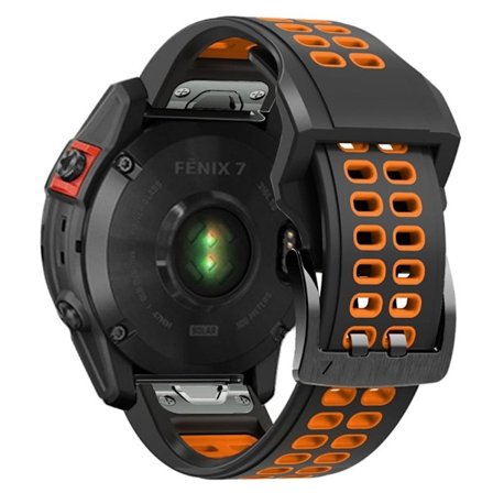 Garmin Fenix 7X / 6X / 5X silikonikellon hihna - Musta / Oranssi