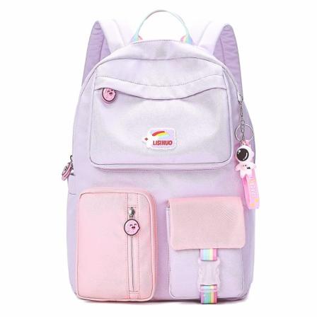 Lasten reppu tytöille, täydellinen kouluun ja matkustamiseen, repussa on pehmustettu selkä ja säädettävä hihna Purple Large 44*31*16cm