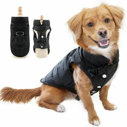 Små og mellomstore hunder Vanntett pels Hundejakke Varmpolstret Puffer Kjæledyr Hundeklær Hundevalpefrakk (xs, svart)