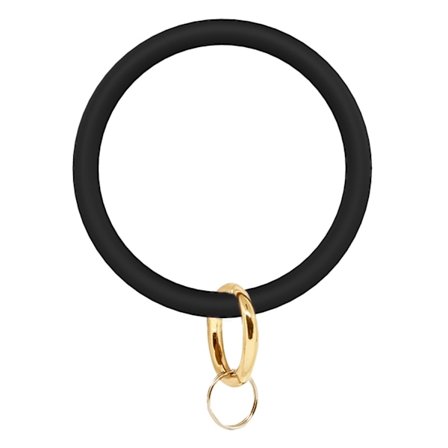 Silikone Håndleds Nøglering Cirkel Armbånd Gummi Armbånd Rund Nøglering Holder Sort 7cm