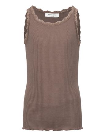 Beatha Silk Top W/ Lace Beige Rosemunde Kids