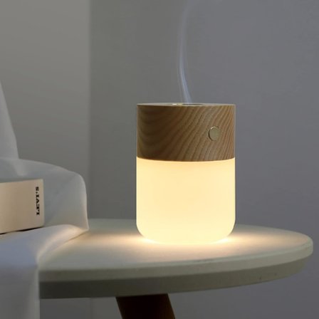 LED Aromaterapi Lampa Eterisk Olja Diffuser Trä Justerbar