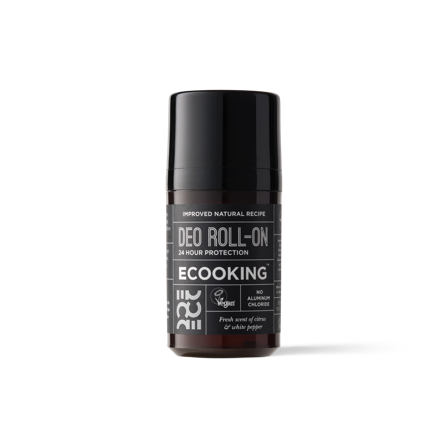 Ecooking Deo Roll-on Men - Duftbeskyttelse Døgnet Rundt, Fri for aluminium og 99% naturlig opskrift. Frisk duft af citrus og hvid peber