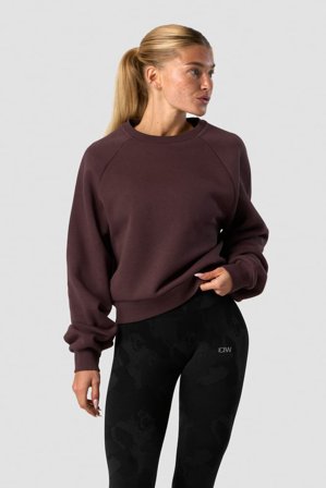 Everyday Cropped Crewneck Burgundy