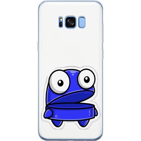 Kompatibel Mobilcover til Samsung Samsung Galaxy S8+ Blå tegneseriefigur med åbent udtryk og store øjne i sjov illustration