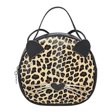 WABJTAM Søt Katteveske Leopard Crossbody Bag Mini Skulder Bag Håndvesker for Barn Kvinner Tenåringer Jenter (Brun)