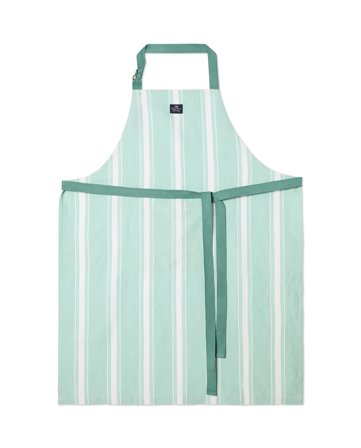Lexington Randigt förkläde i linneblandning, grön/vit