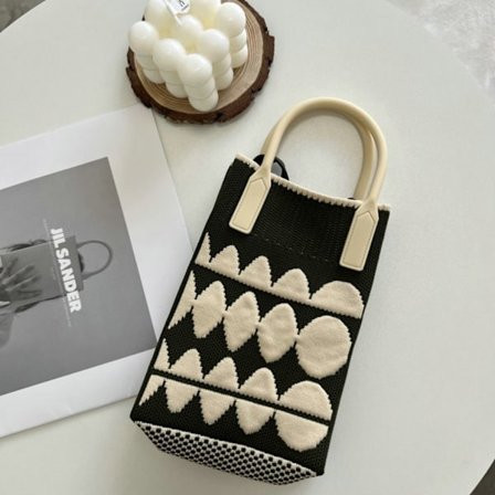 Chain Shoulder Crossbody Bag Naisten neulottu käsilaukku TUMMAVIHREÄ