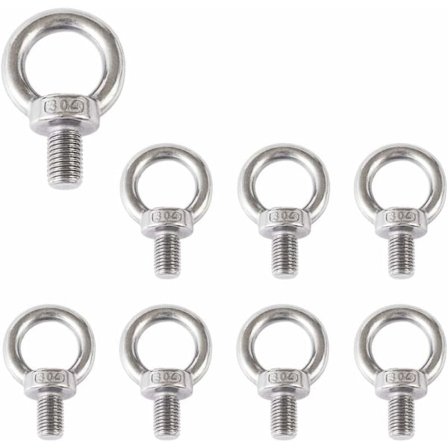 Øyebolter M8 304 Rustfritt Stål Løfteøye Bolt Løfte Ann Skrue Hunn Tråd Øyebolt 8 Stykker