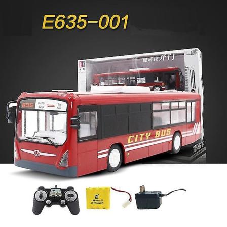 2,4g Rc bilbuss 6-kanals fjernkontroll bybuss høyhastighets én nøkkel åpen dør Rc-buss med realistisk lydlys -ES CN E635-001-red