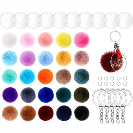 170 deler gjennomsiktig akryl rund nøkkelringsett med akryl C