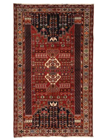 Noué À La Main Ghashghaï Fine Tapis 162X267 Persan De Laine Noir/Rouge Foncé