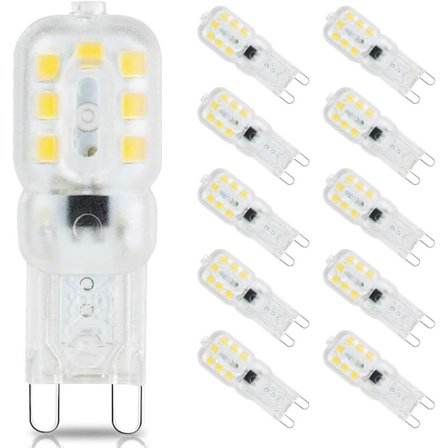 G9 LED Pære, 3W G9 LED Lamper, G9 LED Pærer Kold Hvid 6000K, AC 220-240V, Pakke med 10 [Energiklasse E]