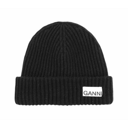 Ganni Beanies Sort, Dame Accessories, Størrelse: ONE Size