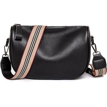 Unisoul Crossbody Bag Dame Skinn Skulder Bag Bred Skulderstropp Liten