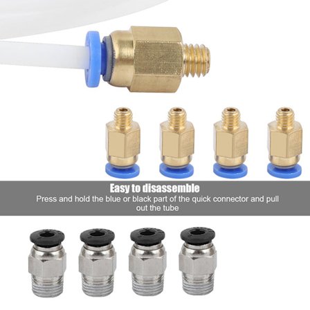2*PTFE PTEE Slange 4*PC4 M6 Hurtigkobling+4*PC4 M10 Rett Pneumatisk Kobling Push