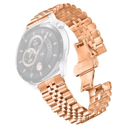Huawei Watch GT Armband 5-Bead Stainless Steel Butterfly Clasp klockarmband - Roséguld