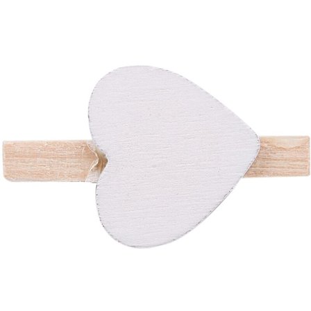 Små Mini Tøjepinde i Træ / Dekorative Klemmer med Hjerter, Hvid