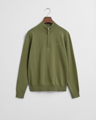 GANT - Shield bomullsgenser med half-zip til ungdom olive green