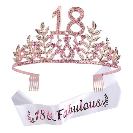 18-års Rosa Bursdags Sløyfe Og Krone Hårbånd - Perfekt 18-års Bursdagsgave Til Kvinner Fest