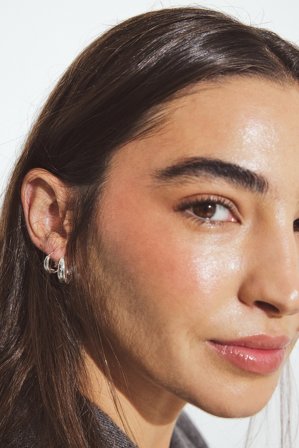 NA-KD Lot de 2 paires de créoles épaisses basiques en plaqué argent - Bijoux - Argent - One Size