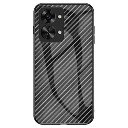 SKALO OnePlus Nord 2T 5G Carbon Fiber Härdat Glas TPU-skal - Sva Svart