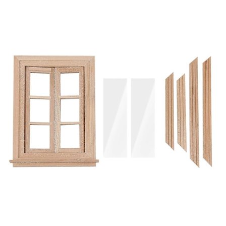 1:12 Miniature Dobbelt Vindue Træ 6 Rude Ramme Og Glasplade Dukkehus Diy Dobbelt Vindue Tilbehør