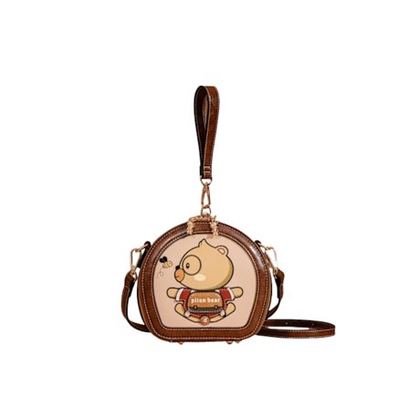 Söt Björn Handväska För Kvinnor, Liten Axelväska, Rund Crossbody-väska, Plånbok Med Avtagbar Axelrem