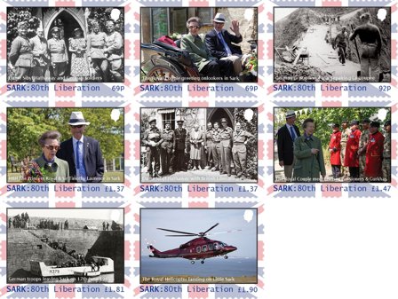 Sark øen - 80-året for befrielsen - Postfrisk sæt 8v