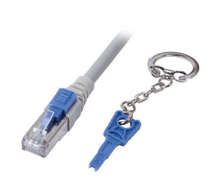 SYNERGY Patchkabel RJ45, CAT6A 500Mhz, 0.25m, grau, S-STP(S/FTP),mit Schloss, Synergy 21
