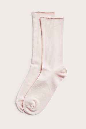 Kappahl | Prążkowane połyskujące skarpetki Jasnoróżowy 37/39 | Jasnoróżowy