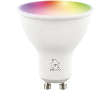 Deltaco Smart GU10 RGB, WiFi, 5W, 2700K-6500K, dimbar - Dimbar smart spotlight med RGB-färger & WiFi-uppkoppling