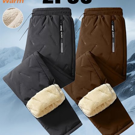 2 stk. Vinter termobukser til mænd med fleecefor, lynlåslommer og elastisk linning
