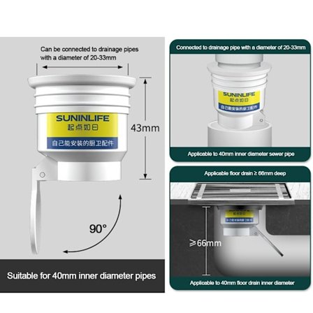 Vesiputken lattian viemäri A A