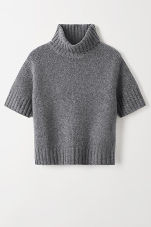 Soft Goat - Short Sleeve Turtleneck - Kashmirtröja dam - M - Grey