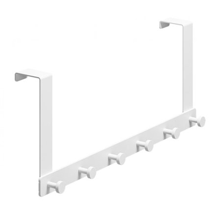 Metalldörrklädhängare - 6 dörrkrokar - Vit - Dörrkrok - Dörrhängare Klädhängare - Dörrhängare Organizer - Dörrhängare Klädhängare fo