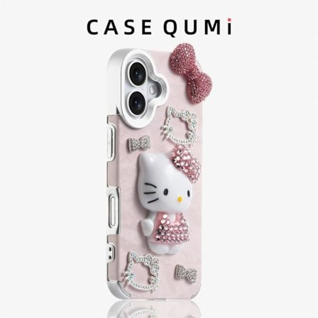 ING iPhone 16 mobilskal med rosettdekoration, sött mobilskal, lämpligt för flickor.