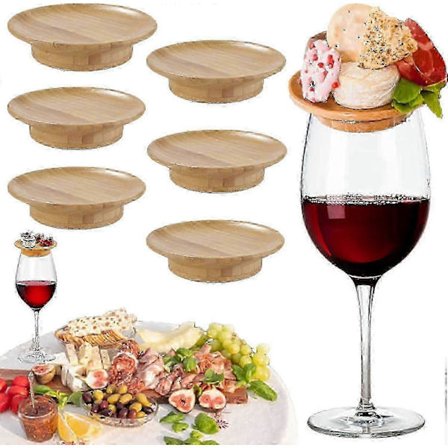Sæt med 6 dekorationer til vinglas charcuteri bambus tallerken aperitif Stykker 0619 (LGL)