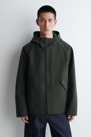 COS Bawełniana Kurtka Z Kapturem in Zielony