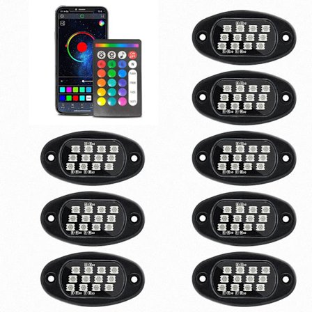 Biltillbehör LED Rock Lights 12 LEDs Underglow Lights Vattentät Trail Rig lampa för lastbilspickuper